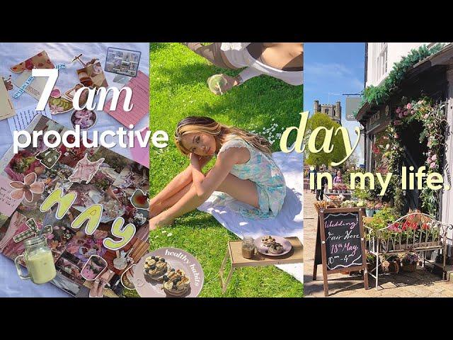 7 am productive day in my life 8 healthy habits, pilates, mood board, cleaning my desk, baking vlog