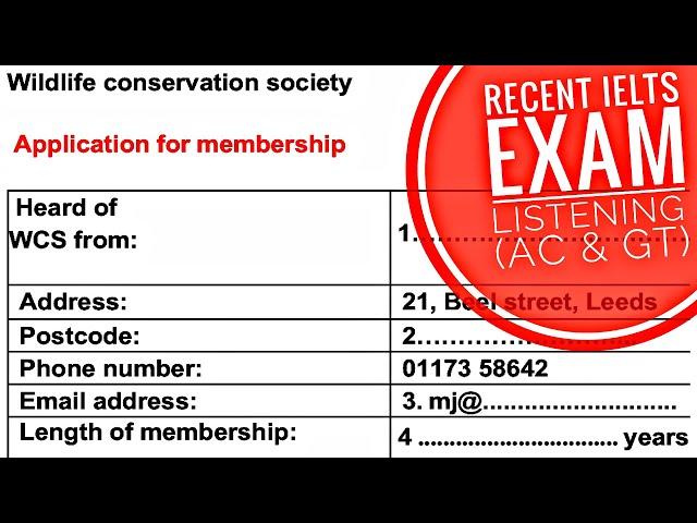 2021 IELTS RECENT EXAM LISTENING TEST || WILDLIFE CONSERVATION SOCIETY || ACADEMIC & GT ||