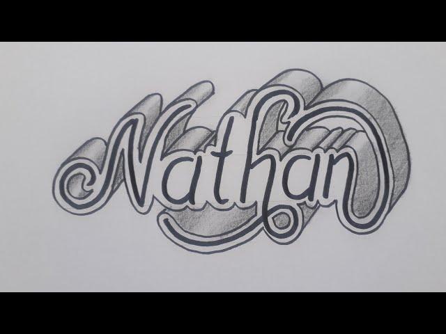 3d Drawing Calligraphy Name Nathan On Paper / How To Draw Easy Art For Beginners Step By Step