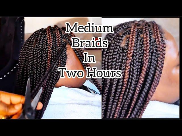 HOW I MADE MEDIUM SIZE BOX BRAIDS IN TWO HOURS/TIPS ON  HOW I DID IT