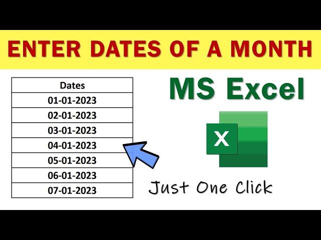 How to Automatically Write Dates of a Month, Year In Excel | Auto Fill Date Series In Excel