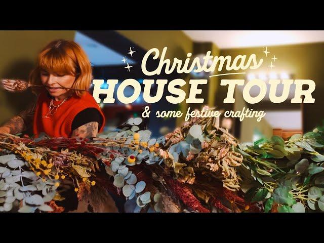 CHRISTMAS HOUSE TOUR + WREATH MAKING + TENSION ROD GARLAND DIY