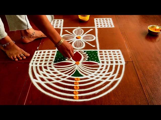 Margazhi madham easy 3*3 padikolam | Simple muggulu designs| easy rangoli designs| New year kolam