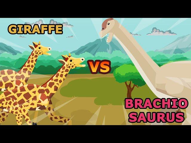 Brachiosaurus vs Giraffe | Dinosaurs vs Wild Animals [S1] | Animal Animation