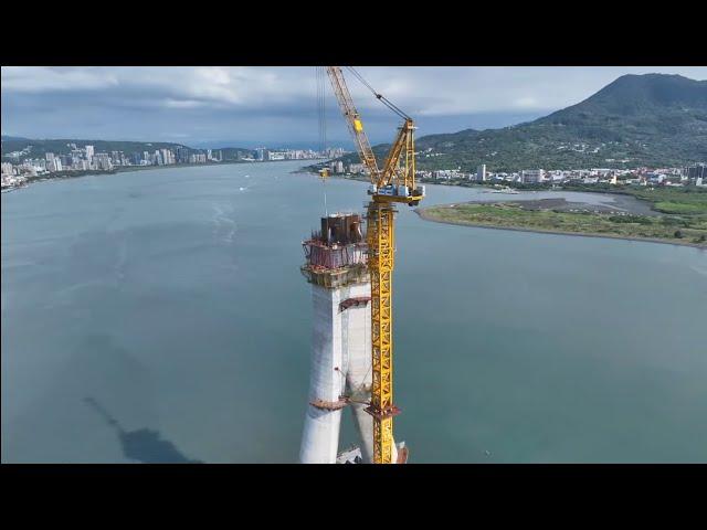 2024.07.30 淡江大橋工程 主橋塔U29外模架東西側改爬升模架並抬升至U30工作區 淡水端 各工區即時直播