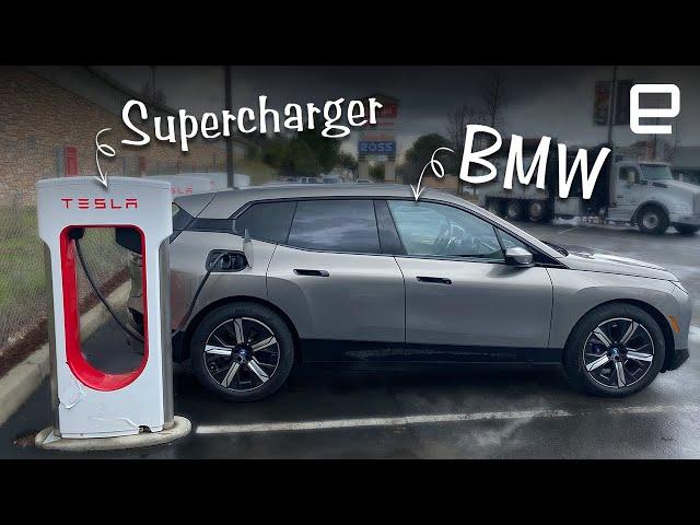 We charged a BMW at the Tesla Supercharger!