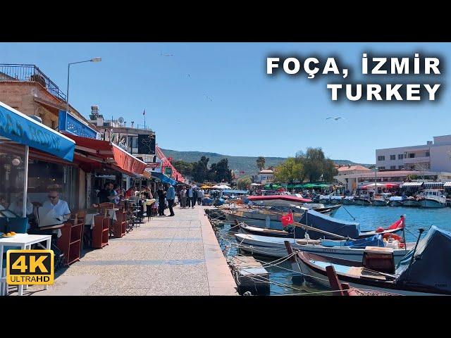 Foça, İzmir, Turkey Walking Tour 2023 | 4K