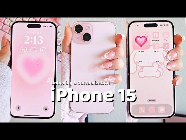 ️ iPhone 15 ️ | Aesthetic Unboxing & Customization   (ASMR)