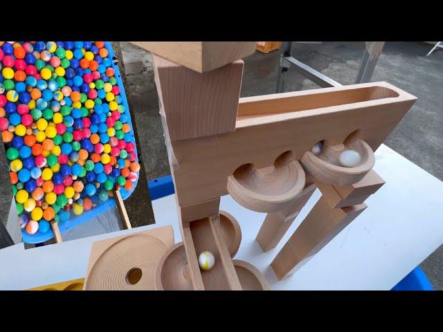 Handmade wooden marble run ASMRMade by a Japanese carpenter