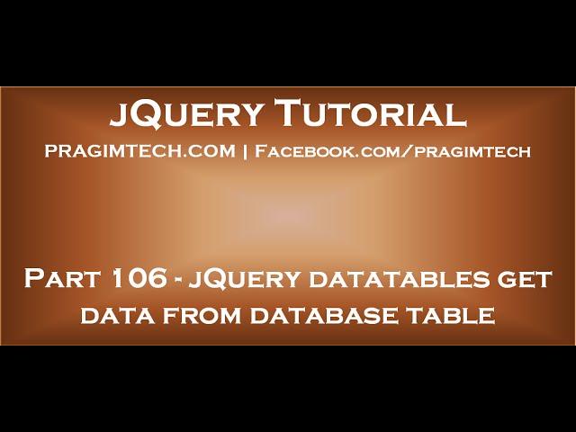 jQuery datatables get data from database table