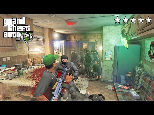 GTA 5 - Lamar’s FIVE STAR COP BATTLE IN TREVOR'S TRAILER! (GTA V Funny Moments)