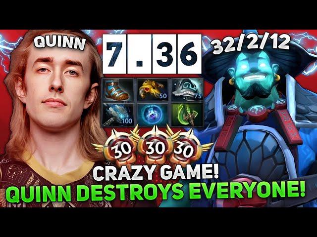 CRAZY GAME! QUINN DESTROYS EVERYONE! KDA 32/2/12 on STORM SPIRIT in NEW PATCH 7.36!