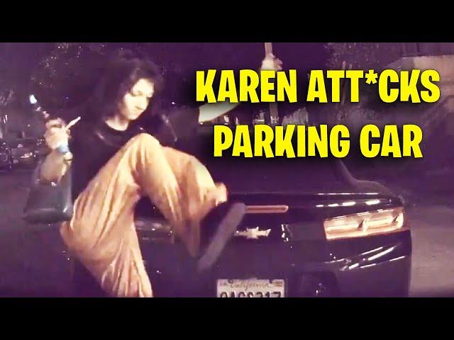 KAREN ATT*CKS PARKING CAR | Idiots In Cars, Road Rage, Brake Check, Idiot Driver 2024 USA & Canada