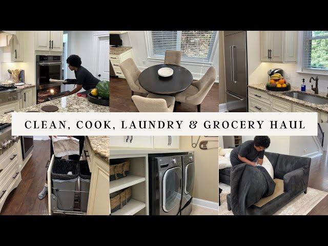 CLEAN & COOK WITH ME| LAUNDRY MOTIVATION | LARGE GROCERY HAUL #cleanwithme