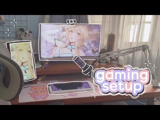 ️ a cozy gaming setup for violent video games || 2022 kawaii pink & purple gaming setup tour