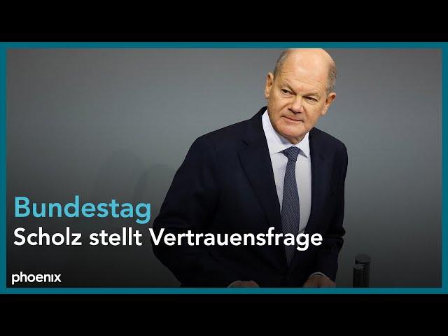 phoenix vor Ort: Kanzler Scholz stellt Vertrauensfrage im Bundestag | 16.12.24