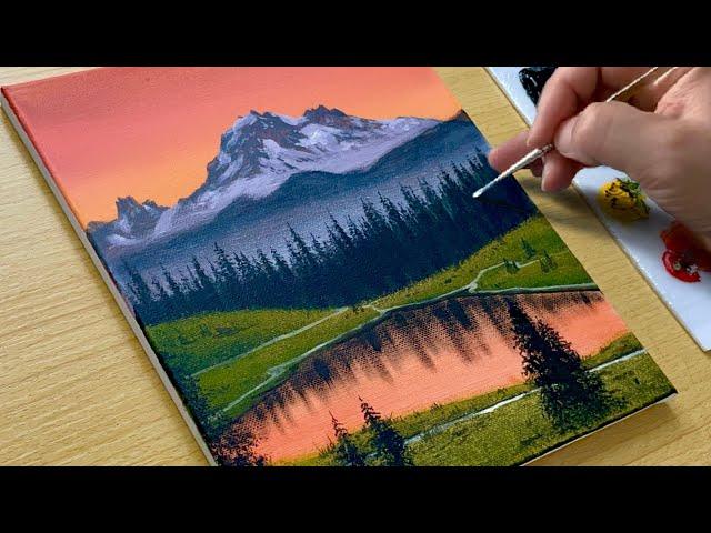 How to Draw a Sunset Landscape / Acrylic Painting for Beginners