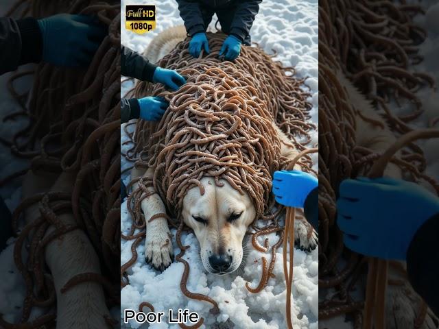 Dog Trapped Under Thousands of Crawling Worms in the Snow – Shocking Rescue!