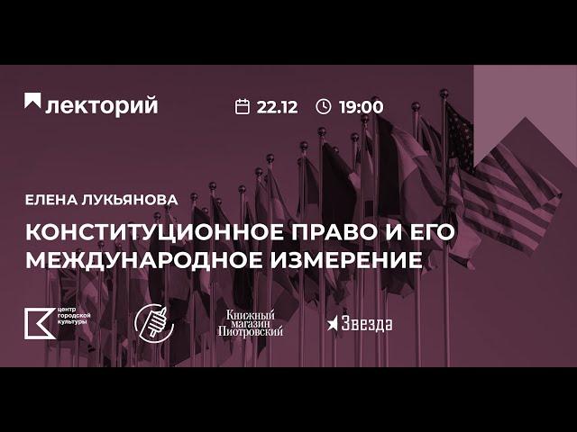 СВОБОДНЫЙ УНИВЕРСИТЕТ | Лекция Елены Лукьяновой «Международное измерение конституционного права»