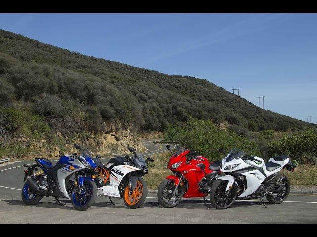 SMALL SPORTBIKE SHOOTOUT | RC390 vs YZF-R3 vs CBR300R vs Ninja 300 | ON TWO WHEELS