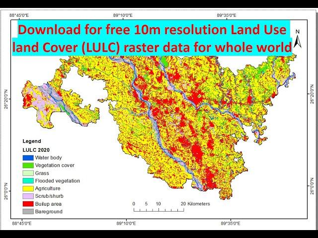 Free download Latest Landuse and Landcover (LULC) raster data for whole world from Esri landcover