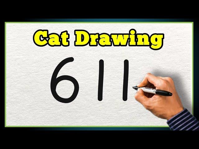 Beautiful Cat Drawing | How to Draw Cat from 611 | Cat Drawing Easy | Animal Drawing |Simple Drawing