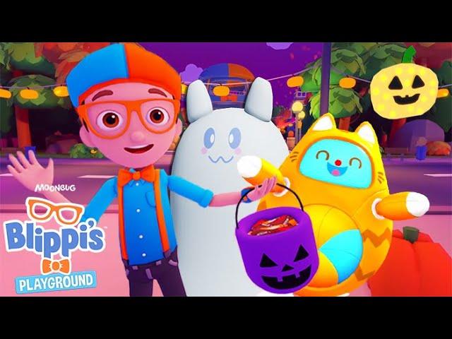 Blippi Goes Trick-or-Treating on ROBLOX! | Blippi Gaming Videos for Kids