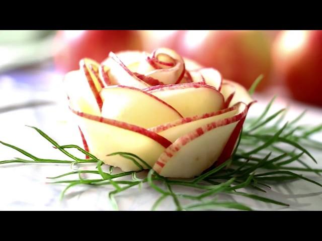 How To Make Apple Rose Flower Garnish | Food Art Garnishing Made Easy