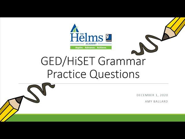 GED and HiSET Grammar Practice Questions | Reading and Writing Club Recap | December 1, 2020