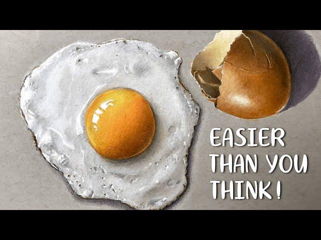 COLOURED PENCIL LESSON: Draw This Realistic Fried Egg