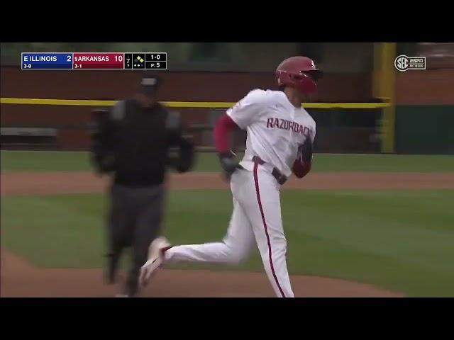 Kendall Diggs forces the Mercy Rule against Eastern Illinois in Game 1 |Arkansas Baseball️
