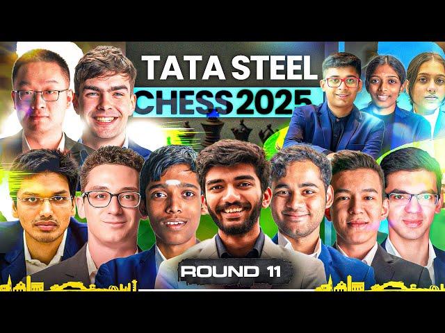 Gukesh  vs Wei, Yi, Caruana vs Pragg, Keymer vs Abdusattorov | Round 11 | Tata Steel Chess 2025