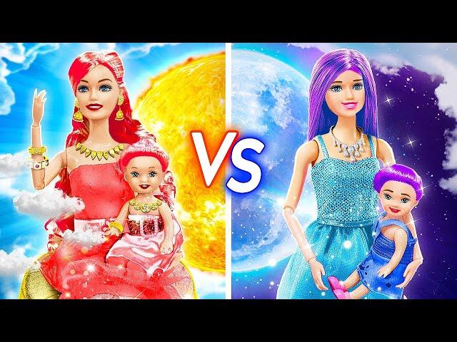  DAY vs NIGHT DOLL MAKEOVER  One Colored Makeover Challenge! by Yay Time! FUN