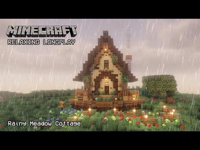 Minecraft Relaxing Longplay - Rainy Meadow - Cozy Cottage House (No Commentary) 1.20