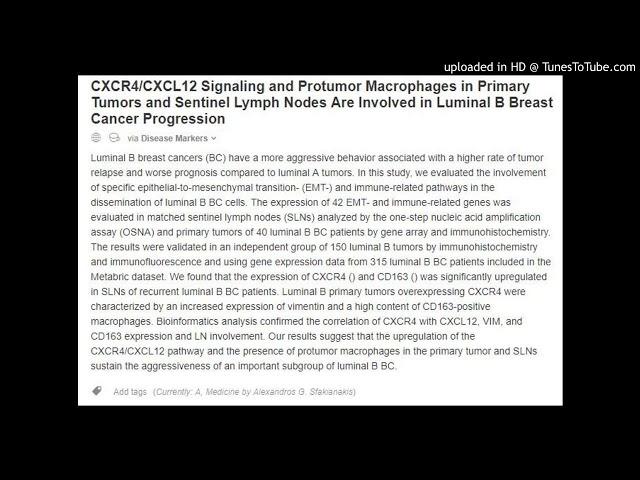 Luminal B Breast Cancer Progression : CXCR4/CXCL12 Signaling and Protumor Macrophages