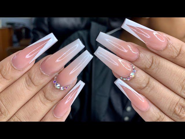 Acrylic Ombre Nude And White | Nails Tutorial |