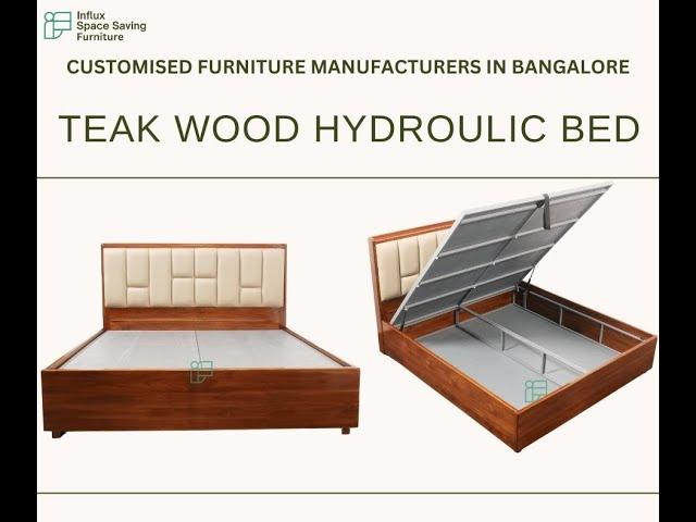 Teak Wood Hydraulic Storage Bed | Influx Space Saving Furniture