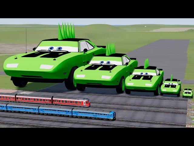 Big & Small Green Dino vs Train Thomas| BeamNG Drive | BimTestCrash