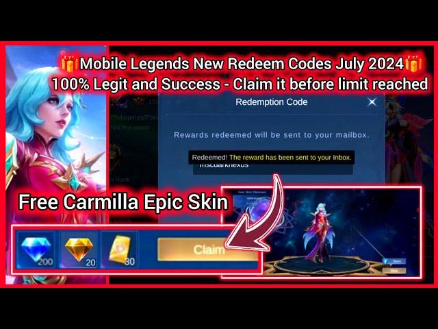 Mobile Legends Redeem Code July 23, 2024 - Free MLBB Epic Skin & tons of Diamond this 27th of July