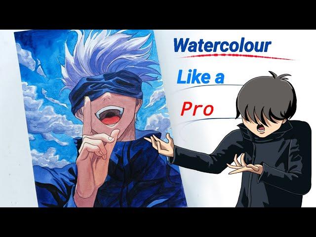 Gojo Drawing Tutorial || How to draw Gojo with Watercolour.