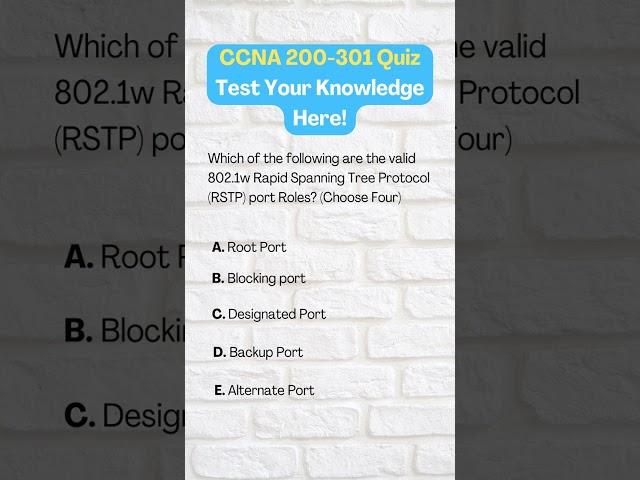 CCNA Quiz 30 Valid RSTP Port Roles #ccna #shorts #learning #free #cisco  #ccnacertification #mcq