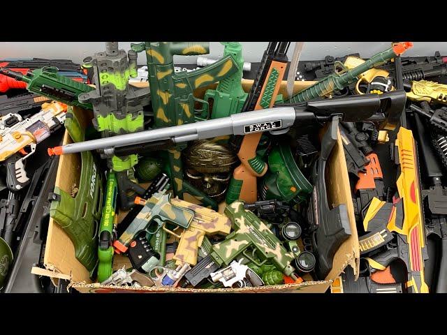 Military Guns Toys & Equipments, Box of Toys And Toy Weapons