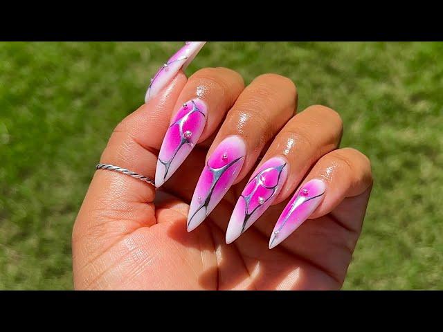 PINK AURA CHROME NAILS| Acrylic Nails| Necta Nails Tutorial | Beginner friendly