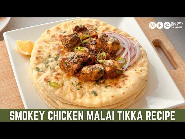 Restaurant Style Chicken Malai Tikka Boti & Soft Fluffy Flatbread Recipe (NO OVEN,NO GRILL)