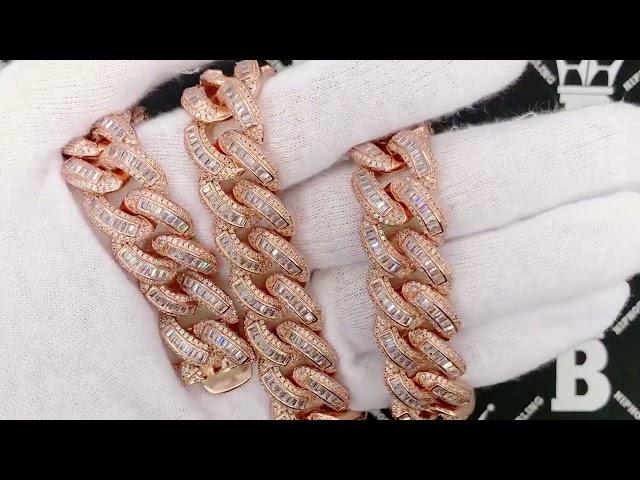 XL Baguette CZ Rose Gold Cuban Iced Out Chain | Bling Bling Custom Necklace