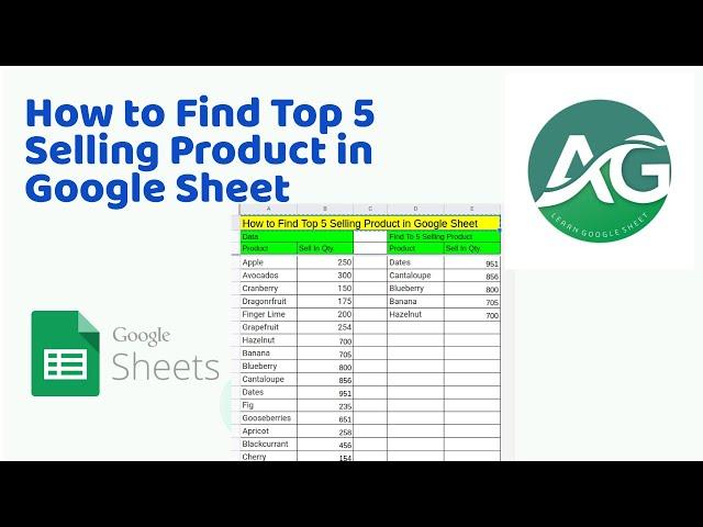 How to Find Top 5 Selling Product in Google Sheet | Hot 5 Selling Product