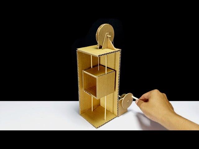 How To Make Mini Lift Model From Cardboard | โมเดลลิฟท์ทำจากลังกระดาษ