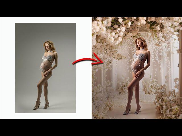 Turn White Background into a FLORAL MASTERPIECE with Digital Compositing ( Photoshop Tutorial )