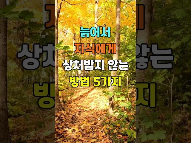 늙어서 자식에게 상처 받지 않는 방법 5가지  #명언 #좋은글 #지혜