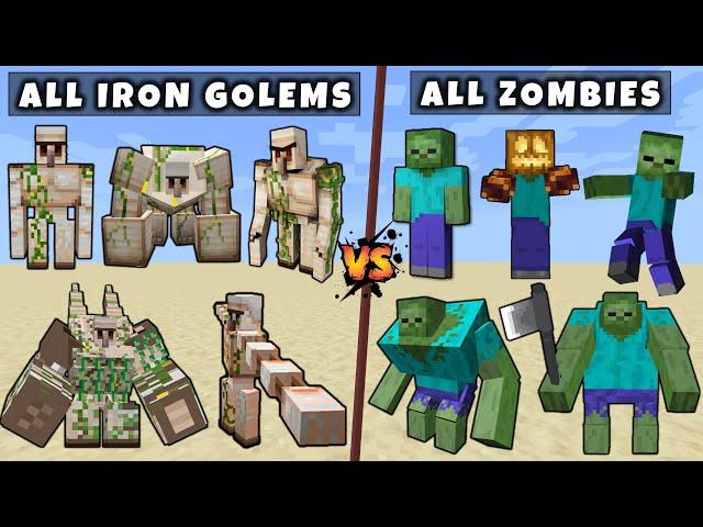 All Zombies vs All Iron Golem - Mutant & Titan Iron Zombie vs Mutant Titan Iron Golem